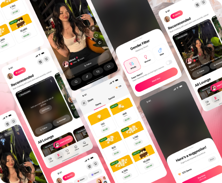 UX/UI design case study by Centmore for a Turkish video-first dating and live social platform featuring mobile app screens, creator tools, and interactive user experiences.